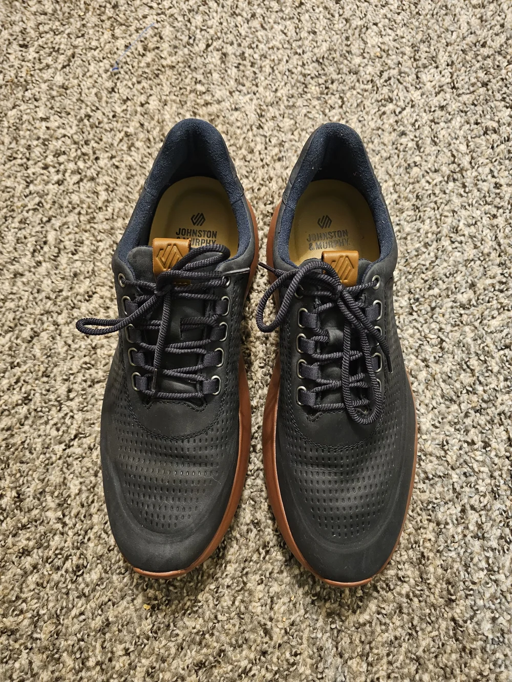 Johnston & Murphy Men’s Navy and Brown Casual Lace-Up Sneakers